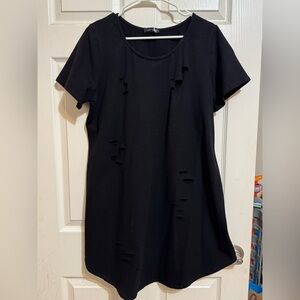 NWOT Black Distressed T-Shirt Dress